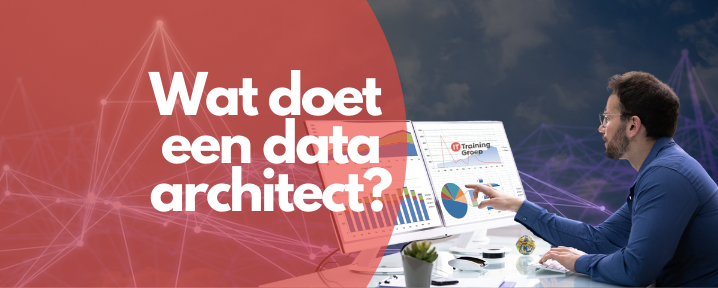 data architect man kijkt naar scherm met cijfers en grafieken